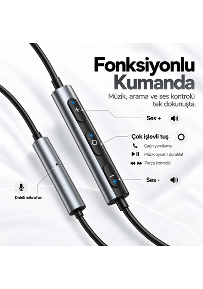 Woyax Mikrofonlu Kablolu Kulak İçi Type-c Kulaklık Silikonlu Mıknatıslı Güçlü Bass İphone Android Telefon Tablet Laptop Uyumlu Wy-ec03