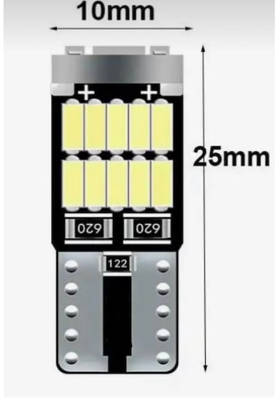 T10 Led 26 Ledli W5w Canbus Metal Ultra Power Kırmızı Park Plaka Tavan Ampulü