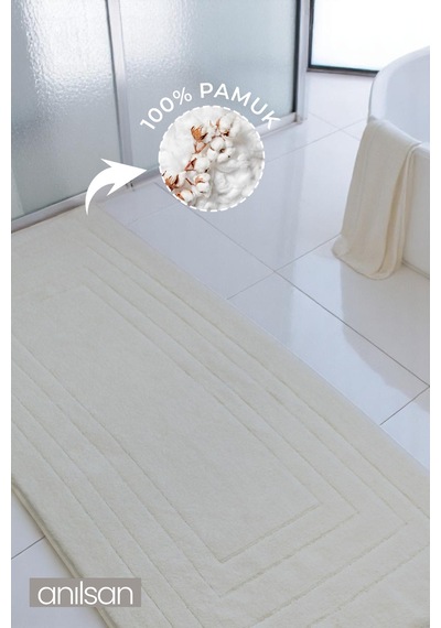 Alora Bej Büyük Ayak Havlusu - 130x60 Cm , 920 Gr %100 Pamuk, Spa Ve Otel Banyo Paspası, Bej