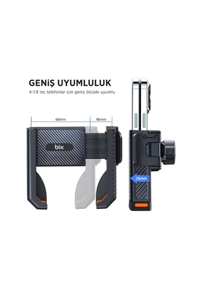 Bph01 Gidon Bağlantılı Bisiklet Motosiklet İçin Esnek Abs 4-7.8 İnç Telefon Tutucu 360 Dönebilen Tasarım Diğer
