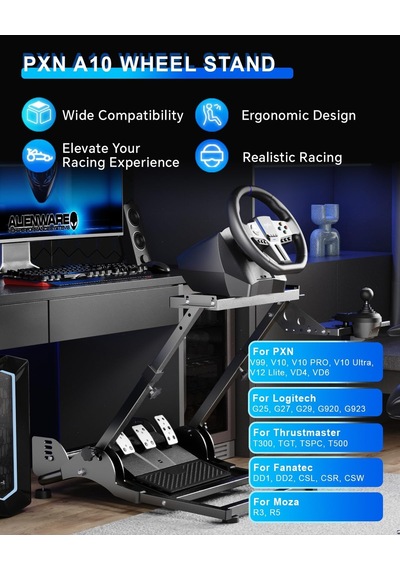A10 Gaming Steering Wheel Stand 11kg Foldable And Adjustable Racing Wheel Stand V99, V10 Ultra, Vd4, Vd6 For G29, G920, G923 For G29, G920, G923 For T300, Tgt, Tspc, T500 For R3, R5