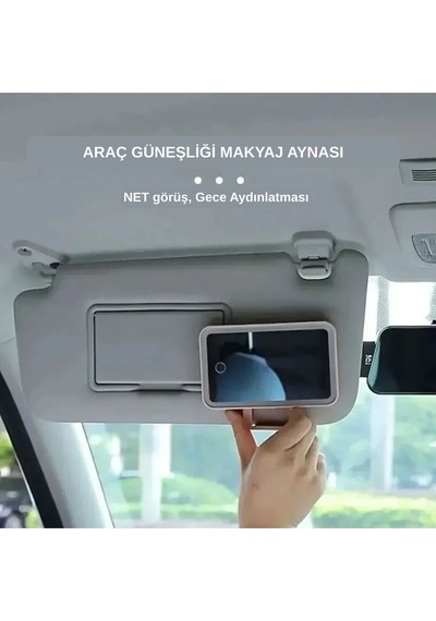 Dokunmatik Led Işıklı Araç Makyaj Aynası Şarjlı Taşınabilir Güneşlik Uyumlu Ayna