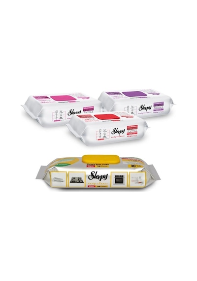 Sleepy Easy Clean Çiçek Serisi&süper Yağ Çözücü Yüzey Temizlik Havlusu&mendili 3x100+30 Beyaz