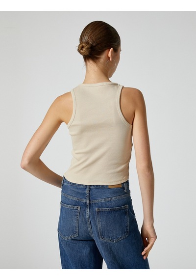 Koton Basic Halter Yaka Atlet Ribanalı Pamuklu Kahverengi 4sal30065ık 4SAL30065IK547