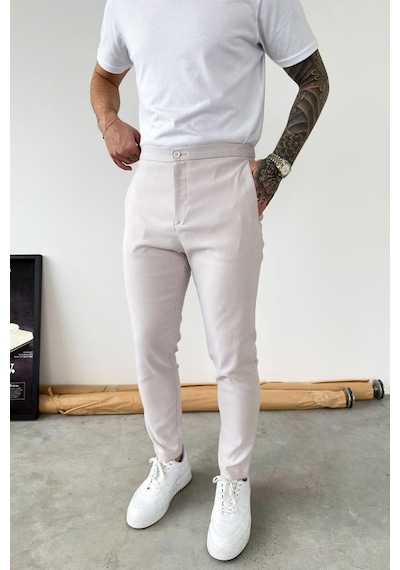Gri Tensel Kumaş Regular Fit Pantolon