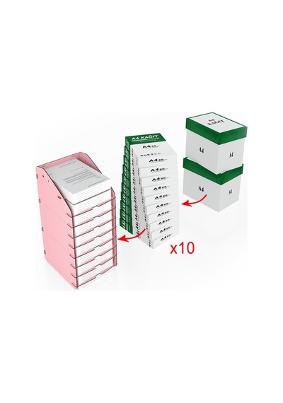 Design Otto Tower Masaüstü Organizer 10 Kat A4 Evrak Rafı 6 Renk Pembe - 90845809 Pembe