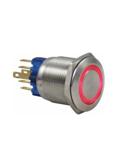 Drn422 22Mm Metal Kırmızı Ledli Anahtarlı Buton