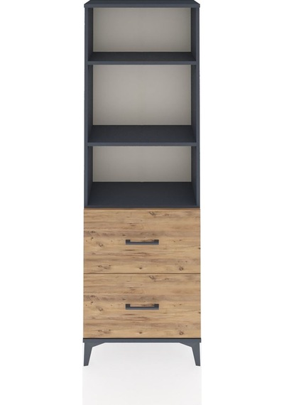 Arges Dolap 3 Raflı 2 Çekmeceli 60x30x182 Antrasit-çam Antrasit