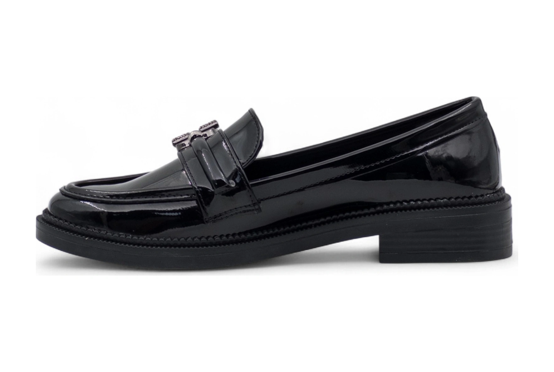 Trendy 0701 Toka Detaylı Rugan Kadın Loafer Siyah