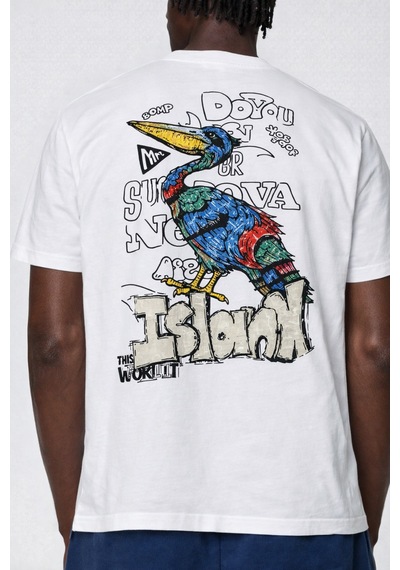 Yolo Street Erkek Oversize Sırt Baskılı Beyaz Tişört %100 Pamuk Graffiti Streetwear Beyaz