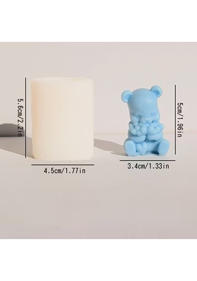 Yy6310 Kalp Kucaklayan Ayıcık Biblo Mum Silikon Kalıp