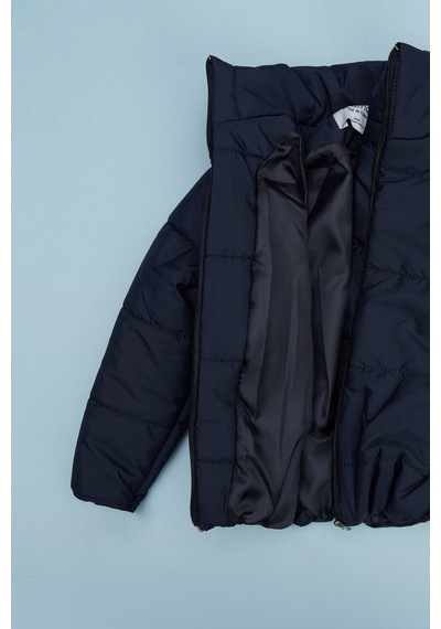 Fullamoda Beli Lastikli Crop Kız Çocuk Şişme Mont Lacivert