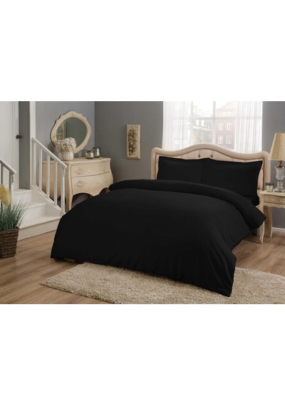 Taç Basic Standart Pamuk Saten Nevresim Takımı, Siyah, King Size Diğer