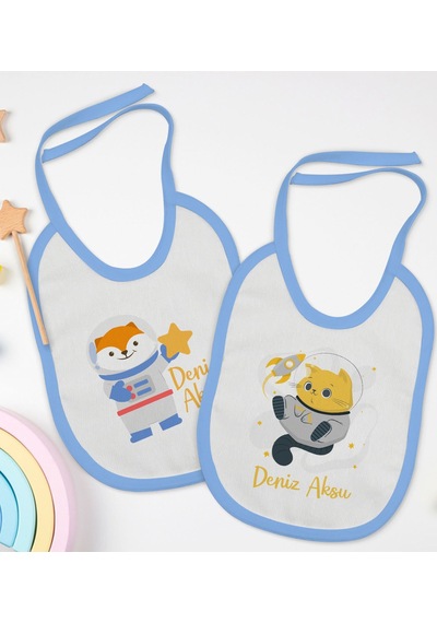 BK Kids Kişiye Özel Sevimli Astronot Tasarımlı 2’li Mavi Mama Önl Mavi