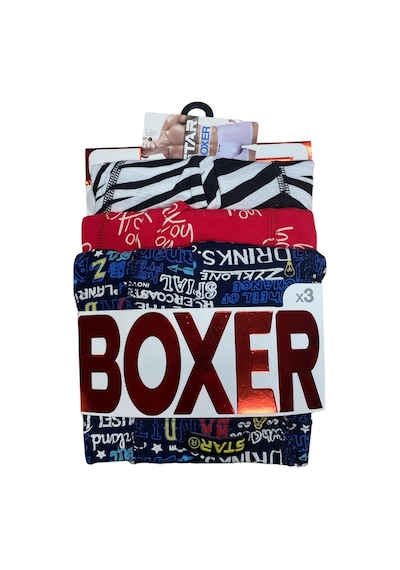 Modadua Star 106 Desenli Pamuklu Kemer Likralı 3'lü Boxer