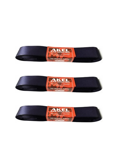 Akel Dar Dokuma Lacivert Saten Kurdele - 3 Cm. X 10 Metre - 3 Adet Tüm Yaşlar