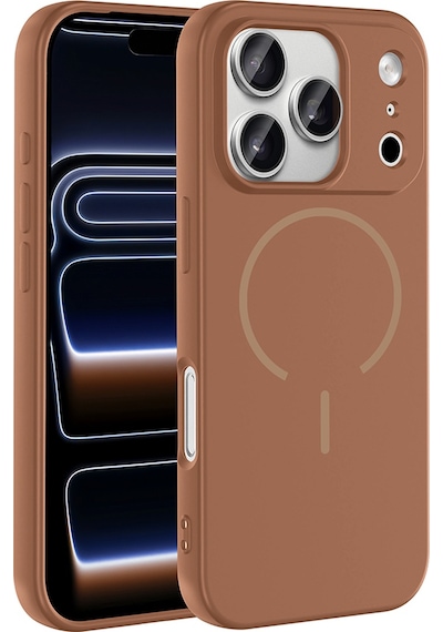 Apple Uyumlu iPhone 17 Pro Kılıf M-safe Şarj Özellikli Sys Meta Kapak - Kahverengi Kahverengi