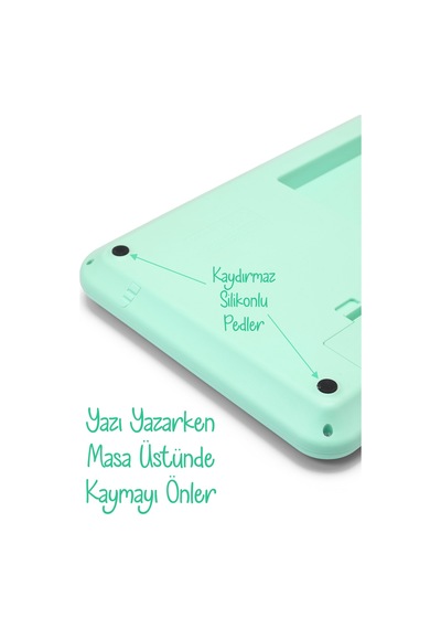 Lcd Ekran Yazı Tahtalı Hesap Makinesi 12 Haneli Tabletli Hesap Makinesi Pastel Yeşil