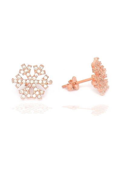 Brezza Lusso Jewelry 925 Ayar Gümüş Kar Tanesi Kadın Küpe Gümüş