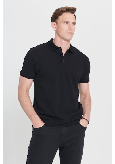 Ac&Co / Altınyıldız Classics Erkek Siyah Slim Fit Dar Kesim Polo Yaka Tişört 4A4820200001SyhXL Siyah