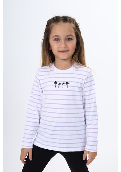 Toontoy Kids Toontoy Kız Çocuk Çizgili Tişört Açık Lila
