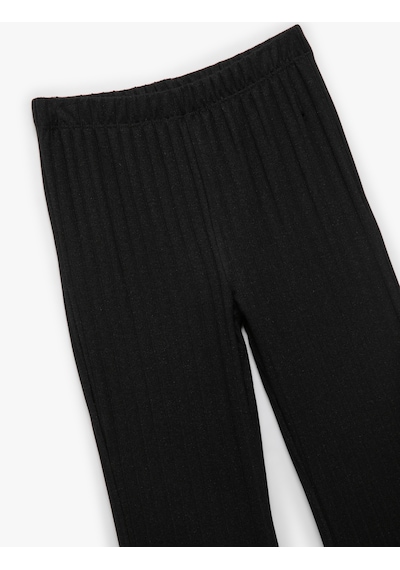 Koton Viskon Karışımlı Beli Lastikli İspanyol Paça Pantolon Siyah 6wkg40076ak Siyah