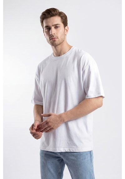 Monox Oversize Unisex 3'lü T-shirt Pamuk Rahat Kesim Siyah - Beyaz