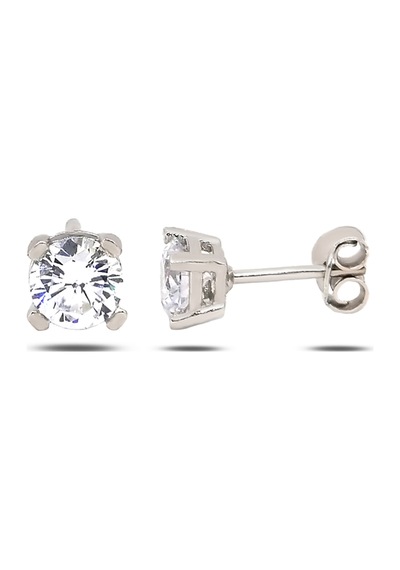 3mm Zirkon Tektaş Kadın 925 Ayar Gümüş Küpe