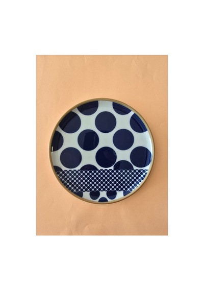 Porland Spotty Desen3 Düz Tabak 24cm Mavi