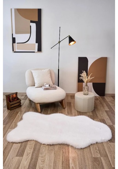 Apex Reiki Krem Peluş Post Şekilli Halı Krem