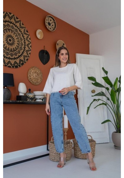 Ge Ticaret Beyaz Püskül Detaylı Bluz Beyaz