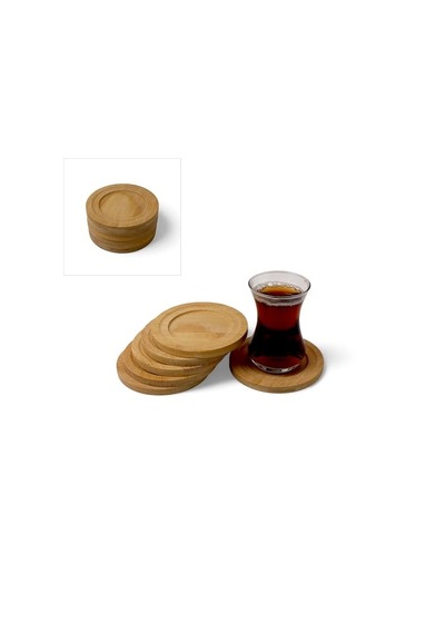 Deconox Bambu Yuvarlak Çay Tabağı Bardak Altlığı 6'li Set, Dekoratif Bambu Altlık Çok Renkli