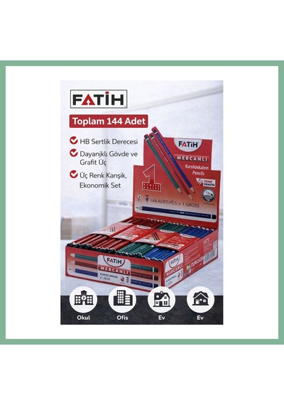 Bşkvirgo Fatih Mercanlı 12010 Hb Kurşun Kalem Silgisiz 144 Adet Karışık Renk Bsk2026 Çok Renkli