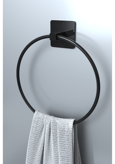 Karteya 3'lü Set Yapışkanlı Banyo Düzenleyici Duşakabin Şampuanlık Banyo Rafı Wc Kağıtlık Ve Havluluk Siyah