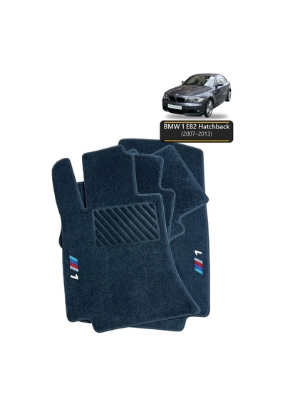 Oto Halı Paspas Seti Bmw 1 E82 Hatchback 2007 2013 Uyumlu Sport Kaymaz & Şık Tasarım - Siyah - Tasarım 3