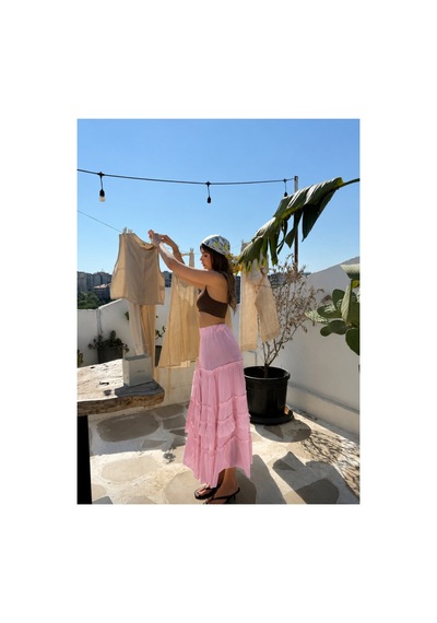 Die&more Fırfırlı Gofre Etek Pembe Pembe