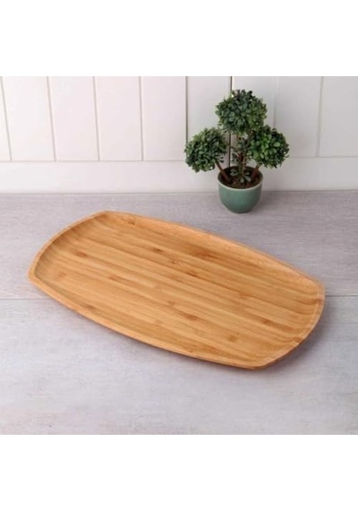 Bambu Lüx Bambu Kayık Sunum Tabağı Servis Tabak 30x18cm Sunum Tabağı, Dikdörtgen Sunum Tabağı Genel