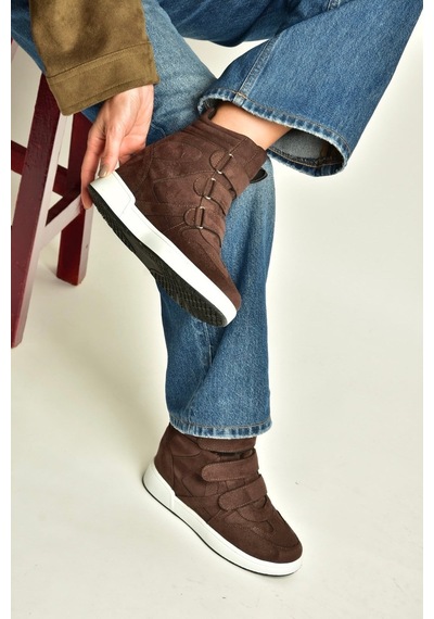 Fox Shoes V367856002 Kahverengi Süet Gizli Topuklu Cırtlı Spor Bot