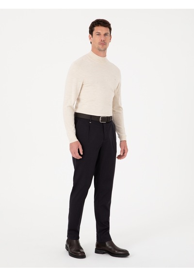 Cacharel Lacivert Carrot Fit Kanvas Pantolon