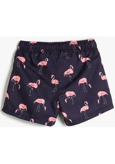Koton Deniz Şortu Flamingo Baskılı Beli Bağlamalı File Astarlı Pembe Desenli 3skb00037bw 3SKB00037BW41A