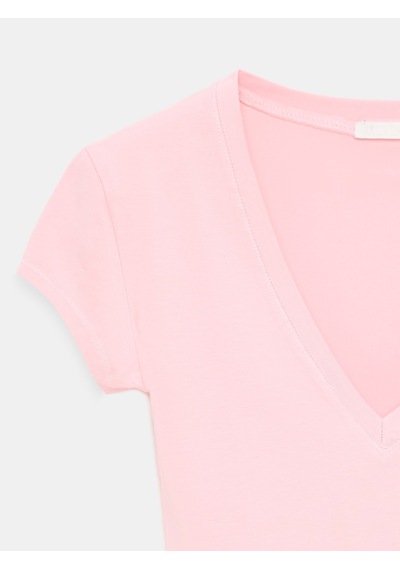 DİLVİN 32799 V Yaka Top-toz Pembe
