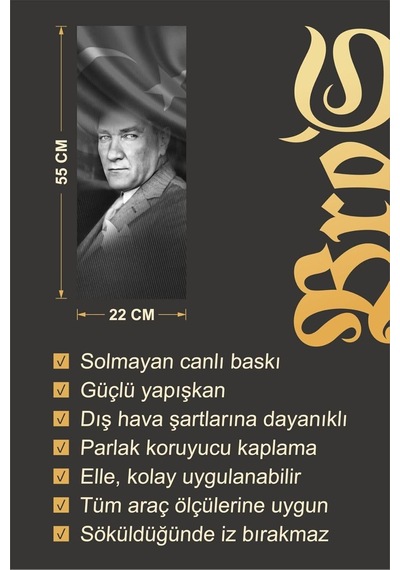 Direk Kaplama Folyosu 2 Adet Sağ & Sol Takım Araba Direk Folyosu Mustafa Kemal Atatürk