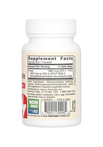 Jarrow Formulas, Vegan Methyl Folate, Extra Strength, 400 Mcg...