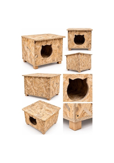 Reyo Yetişkin ve Yavru Kedi Evi İç ve Dış Mekana Uygun Kedi Evi Sokak Kedileri İçin Yuva Kedi Barınağı 50 x 35 x 30 CM CAT19