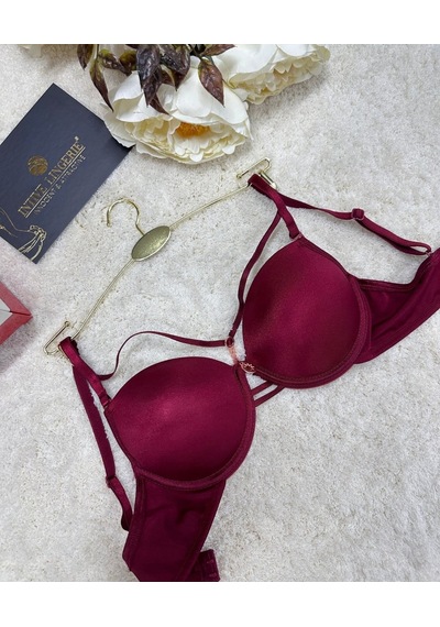 Le Jardin Monica Göğsü Şeritli Mikro Push-up Arkası İp Detaylı Sü Bordo