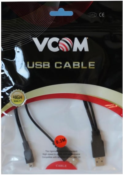 Vcom  Usb 2.0 2-Mini Usb 5Pin Black 0.3M