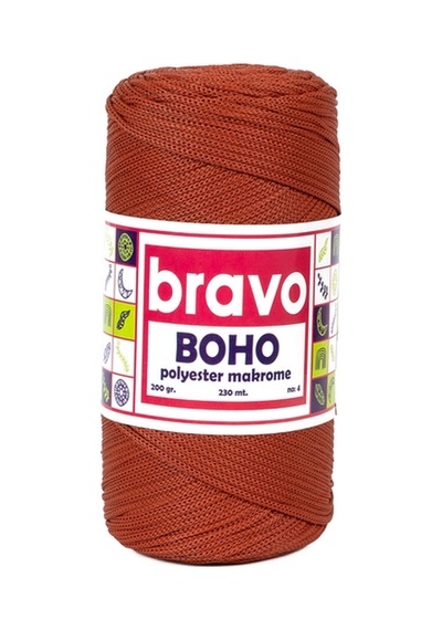 Boho Polyester Makrome İplik 2 Mm 200 Gr 230 Metre No: 4 Renk Kodu: 118 Kiremit