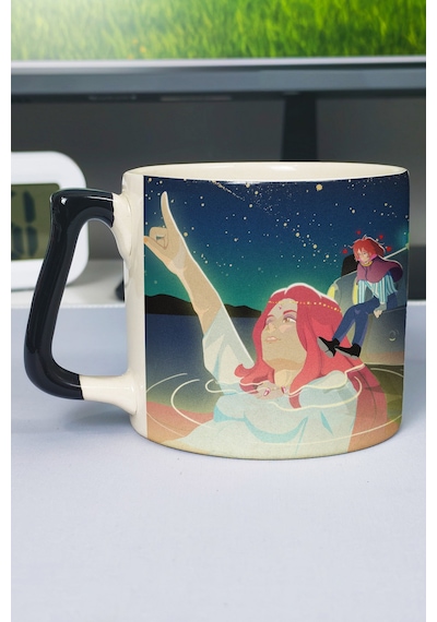 Ponyo Anime Baskılı Seramik Lüks Kupa 1 Adet Özel Siyah Kulp Dalga Kulp V4d Çok Renkli