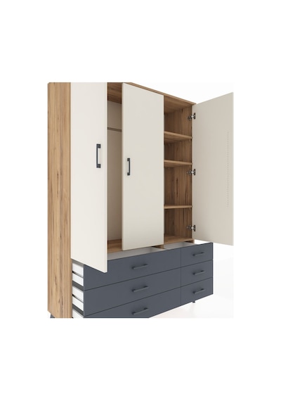 Hyperion Dolap 5 Raflı 6 Çekmeceli Tek Askılı 132x44x195 Çam-aytaşı/antrasit Aytası/antrasıt Hyperion Dolap 5 Raflı 6 Çekmeceli Tek Askılı 132x44x195 Çam-aytaşı/antrasit Aytası/antrasıt