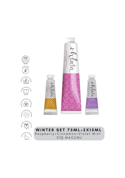 Ohlala Raspberry Mint 75 Ml + Cinnamon Mint 15 Ml + Violet Mint 15 Ml Winter Set Diş Macunu